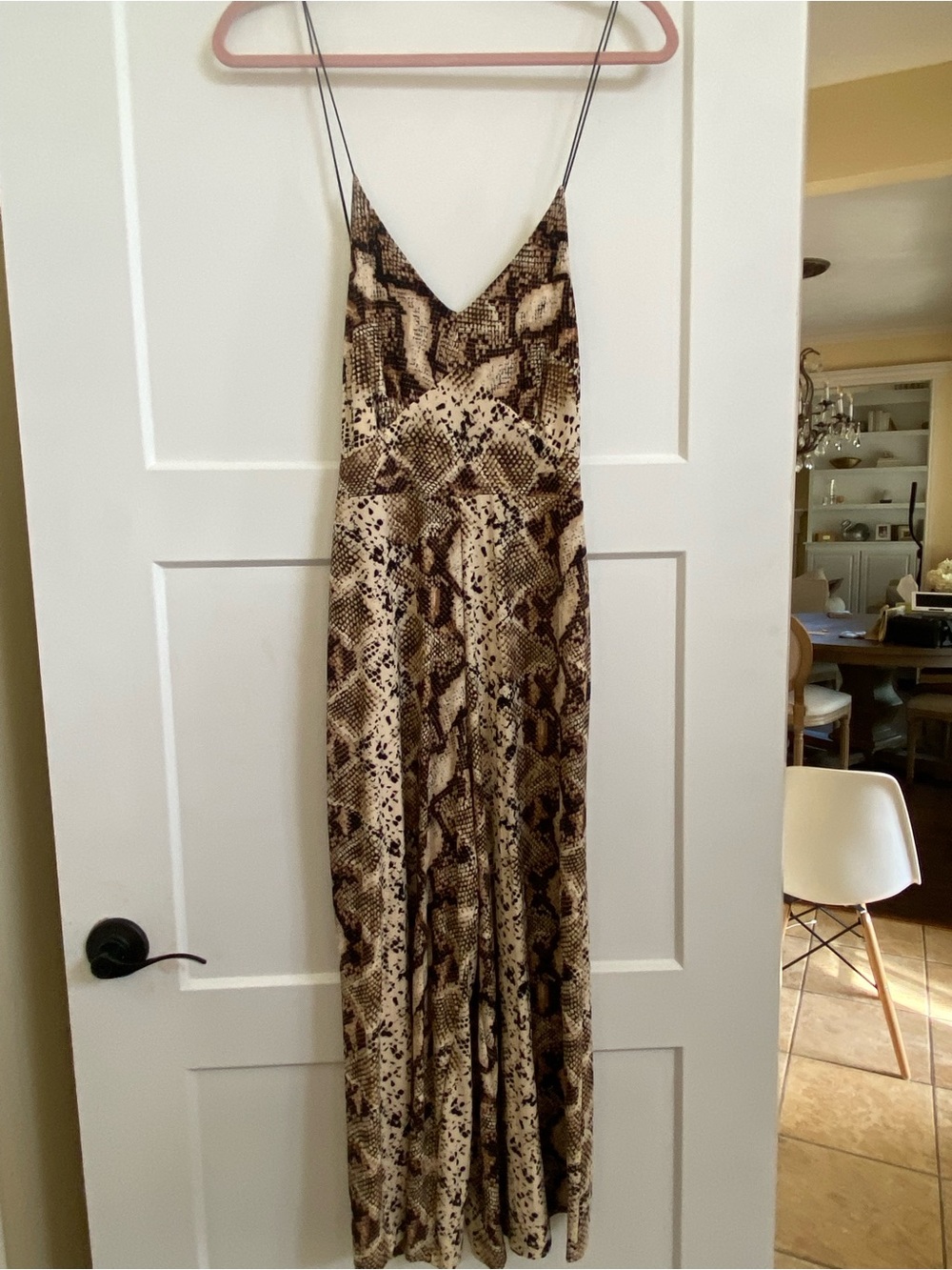 Polly & Esther Brown Snake-Print Maxi Slip Dress